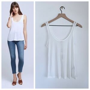 NWT L'Agence Perfect Fit Scoop Neck Micromodal Slub Knit Tank Top in Off White S